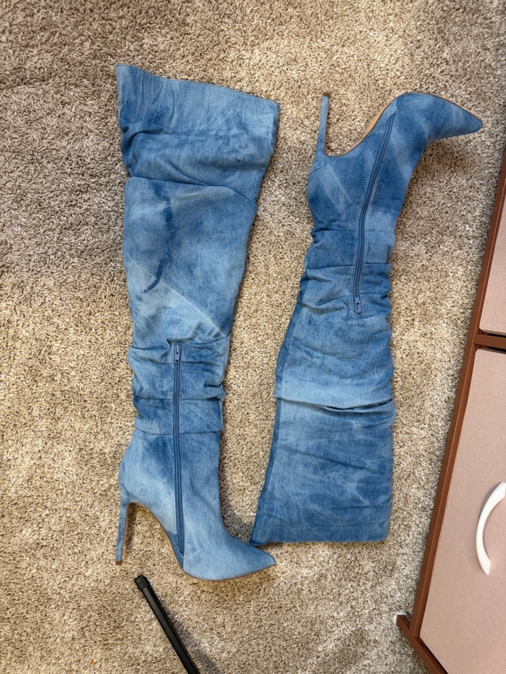 Blue Over-the-Knee Stiletto Boots - Women